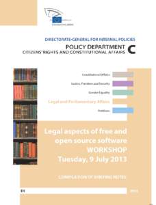 Legal aspects of free and open source software, compilation of briefing notes for workshop