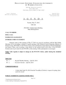 POLLUTION CONTROL FINANCING AUTHORITY OF WARREN COUNTY 500 MT. PISGAH AVENUE P.O. BOX 587 OXFORD, NEW JERSEY[removed]James J. Williams