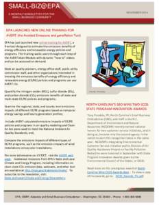 Small-Biz@EPA A Monthly Newsletter for the Small Business Community November 2014