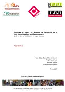 Pratiques et enjeux en Belgique de l’efficacité de la contribution des OSC au développement CNCD, ACODEV, , ngo-federatie Rapport final