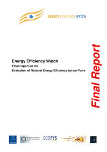 Final Report on the Evaluation of National Energy Efficiency Action Plans Final Report  Energy Efficiency Watch