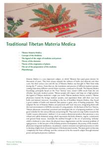 Traditional Tibetan Materia Medica •	 • •	 •	 •