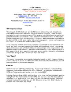 The Texan Newsletter of the Texas NTS CW Net (TEX) ** See “TSN Corner” on Last Pages **