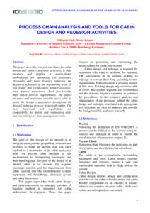 Mihaela Nita, Process Chain Analysis and Tools for Cabin Design and Redesign Activities, process chain, cabin design, cabin conversion, optimization, tools