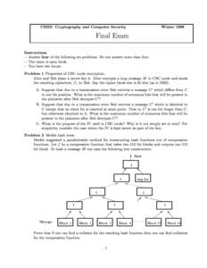 CS255: Cryptography and Computer Security  Winter 1998 Final Exam