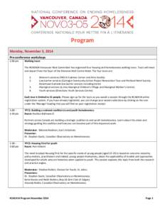 Program Monday, November 3, 2014 Pre-conference workshops 1:00 pm  Walking tours