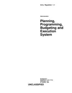 Army Regulation 1–1  Administration Planning, Programming,