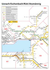 Uznach/Eschenbach/Rüti/Atzmännig PostAuto-Linie Linie PostAuto und Schneider-Bus übrige Buslinien Endhaltestelle Haltestelle in einer Richtung