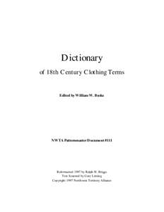 Dictionary of 18th Century Clothing Te rm s