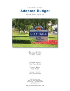 City of North Las Vegas  A d o pte d Budge t Fiscal Year[removed]Maryann Ustick