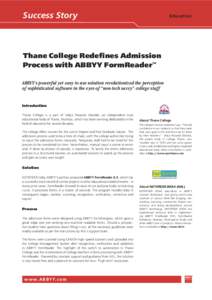 Success Story  Education Thane College Redefines Admission Process with ABBYY FormReader™