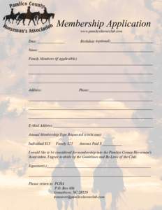 Membership Application www.pamlicohorseclub.com Date:_______________  Birthdate (optional)_______________________