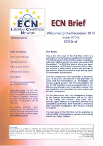 ECN Brief ECN Brief[removed]Table of contents Enforcement and Cases Legislation and Policy