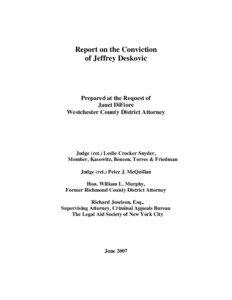 Report on the Conviction of Jeffrey Deskovic