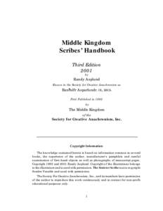 MIDDLE KINGDOM SCRIBES’ HANDBOOK  Middle Kingdom Scribes’ Handbook Third Edition 2001