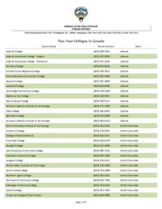 Embassy of the State of Kuwait Cultural Division 3500 International Drive, NW | Washington, DC 20008 | Telephone: ([removed] | Fax: ([removed]or[removed]Two-Year Colleges in Canada School Name