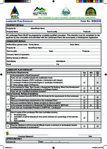 “WBC STRATEGIC ALLIANCE PARTNERS - WORKING FOR OUR COMMUNITIES”  Landscape Plan Checklist 