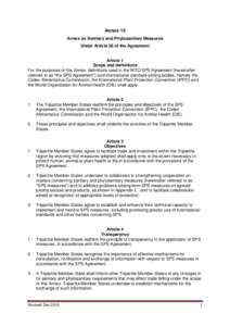 Annex 15 Annex on Sanitary and Phytosanitary Measures Under Article 26 of the Agreement Article 1 Scope and definitions