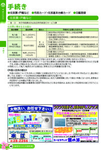 手続き  ●住民票・戸籍など　●市民カード・住民基本台帳カード　●印鑑登録 住民票・戸籍など 窓　口