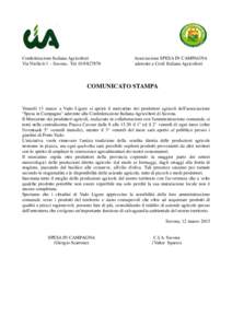 Confederazione Italiana Agricoltori Via Niella 6/1 – Savona . TelAssociazione SPESA IN CAMPAGNA aderente a Conf. Italiana Agricoltori