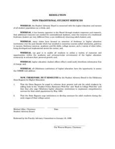 ADULT STUDENT SERVICES RESOLUTION