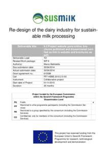 Business / Food and drink / Economy / Project management / Milk / Dairy / Pasteurization / Chiller / Deliverable / Work breakdown structure / Framework Programmes for Research and Technological Development
