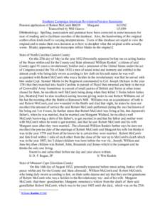 Southern Campaign American Revolution Pension Statements Pension application of Robert McComb R6639 Margaret fn31NC Transcribed by Will Graves[removed]