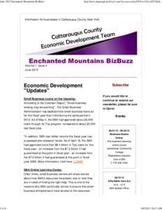 June 2013 Enchanted Mountains BizBuzz  http://us4.campaign-archive2.com/?u=caceccabcd783fcc333e1d227&id... Information for businesses in Cattaraugus County, New York.