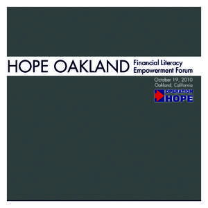 HOPE OAKLAND  Financial Literacy Empowerment Forum October 19, 2010