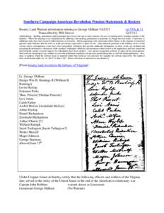 Southern Campaign American Revolution Pension Statements & Rosters Bounty Land Warrant information relating to George Oldham VAS331 Transcribed by Will Graves vsl 5VA &[removed]