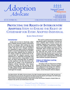 AAdoption dvocate No. 40 • oCTober 2011 McLane Layton, editor* Megan Lindsey, editor