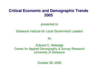 Critical Economic and Demographic Trends