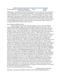 Southern Campaign American Revolution Pension Statements & Rosters Pension application of Thomas Parham W809 Sarah fn49NC Transcribed by Will Graves[removed]