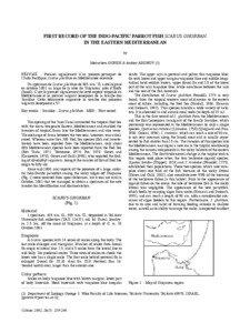 FIRST RECORD OF THE INDO-PACIFIC PARROT FISH SCARUS GHOBBAN IN THE EASTERN MEDITERRANEAN by