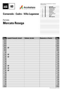 Durata indicativa di percorrenza in minuti da Mercato Resega 60 Cornaredo - Cadro - Villa Luganese