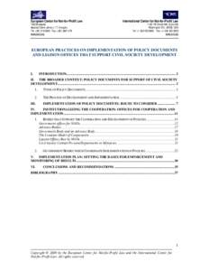 European Center for Not-for-Profit Law 1052 Budapest Apaczai Csere Janos u. 17, Hungary Tel: +[removed]Fax: +[removed]www.ecnl.org