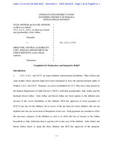 Case 1:15-cvJMS-MJD Document 1 FiledPage 1 of 12 PageID #: 1  UNITED STATES DISTRICT COURT SOUTHERN DISTRICT OF INDIANA INDIANAPOLIS DIVISION JULIE ARTHUR and DAVID ARTHUR,