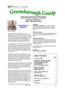 Greensborough Branch Newsletter Branch NoIncorporation No. A0044936A  AprilEdition No. 4