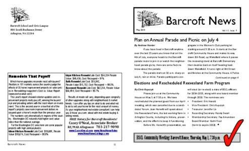 Barcroft News  Barcroft School and Civic League 800 South Buchanan Street Arlington, VA 22204