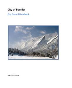 City of Boulder City Council Handbook May, 2014 Edition  Contents