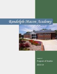 Randolph-Macon Academy  Grades 9-12 Program of Studies[removed]