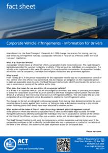 Corporate Vehicle Infringements - Information for Drivers