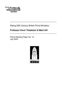 RATING 20th CENTURY BRITISH PRIME MINISTERS