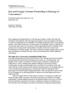 Iran and Georgia: Genuine Partnership or Marriage of Convenience? PONARS Eurasia Policy Memo No. 186