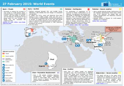 27 February 2015: World Events Spain – Floods Syria – Conflict  • Snowmelt is causing the increase of