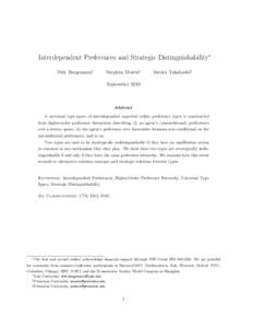 Interdependent Preferences and Strategic Distinguishability∗ Dirk Bergemann† Stephen Morris‡  Satoru Takahashi§