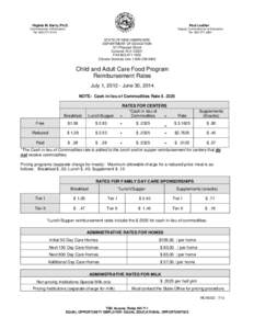 Child and Adult Care Food Program / Cash in lieu of commodities / Lunch / Reduced price meal / Supper / United States Department of Agriculture / Meals / Federal assistance in the United States