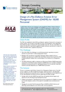 Defence Aviation Case Study 30  Strategic Consulting Safety Management – Error Management Implementation  Design of a Pan-Defence Aviation Error