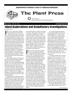 Department of Botany & the U.S. National Herbarium  The Plant Press New Series - Vol[removed]No. 3  July-September 2011