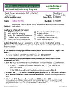 Office of Self Sufficiency Programs Sandy Dugan, Administrator, DHS – CW/SSP Field Services Authorized Signature Topic: